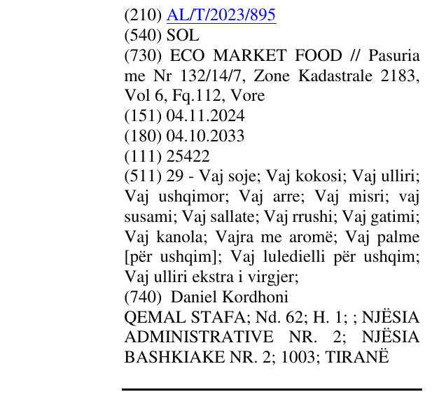 Zëri i markës SOL në buletin