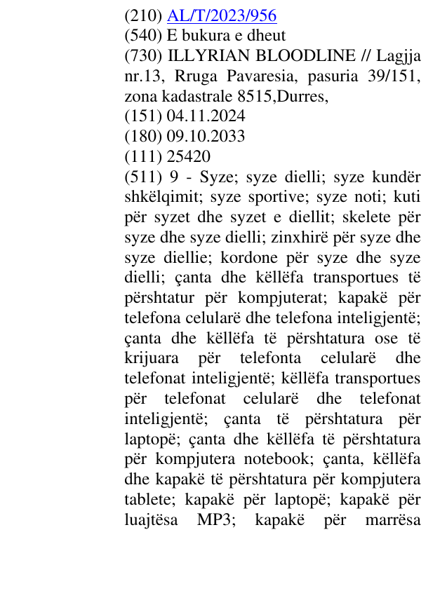 Zëri i markës E bukura e dheut në buletin