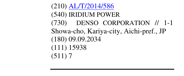 Zëri i markës IRIDIUM POWER në buletin