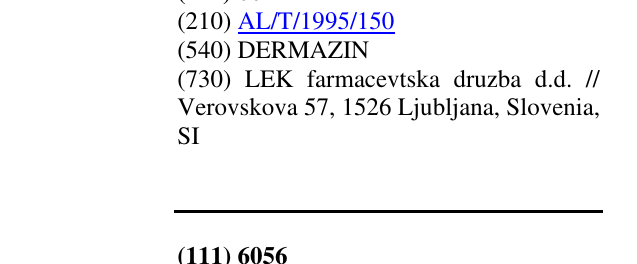 Zëri i markës DERMAZIN në buletin