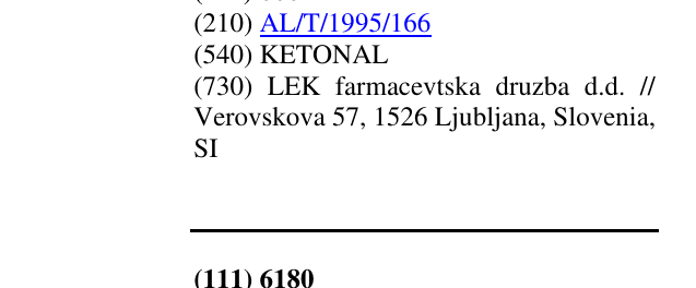 Zëri i markës KETONAL në buletin