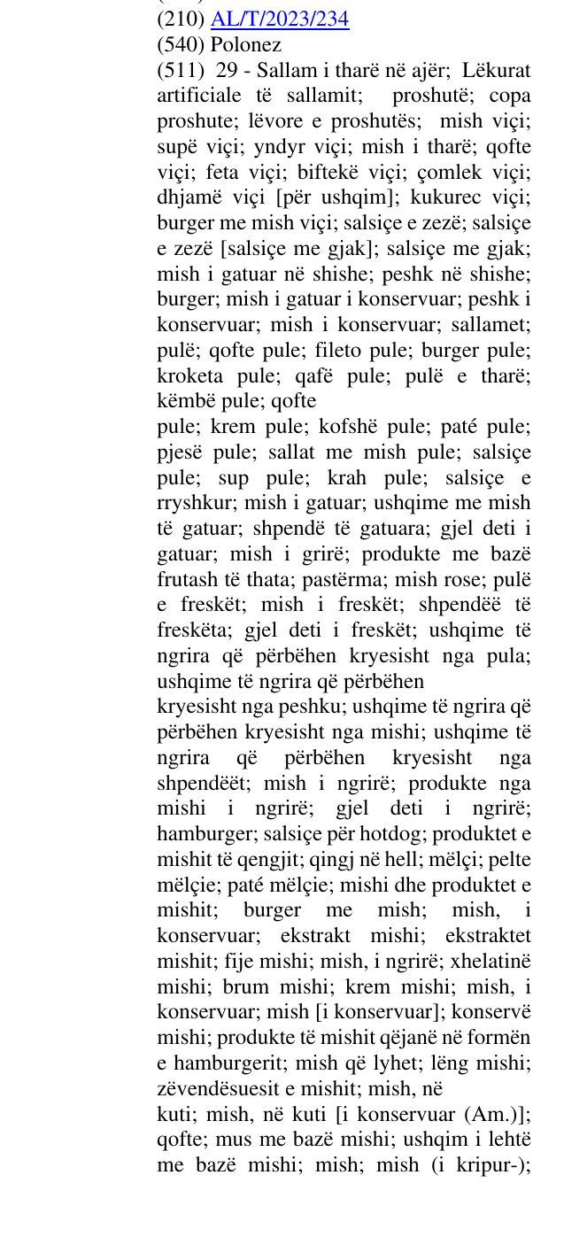 Zëri i markës Polonez në buletin