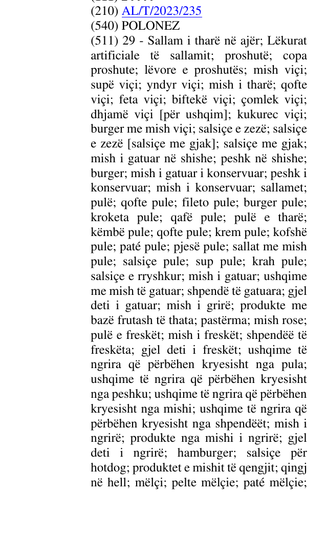 Zëri i markës POLONEZ në buletin
