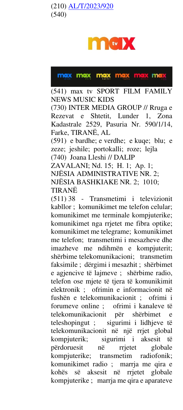 Zëri i markës max tv SPORT FILM FAMILY NEWS MUSIC KIDS në buletin