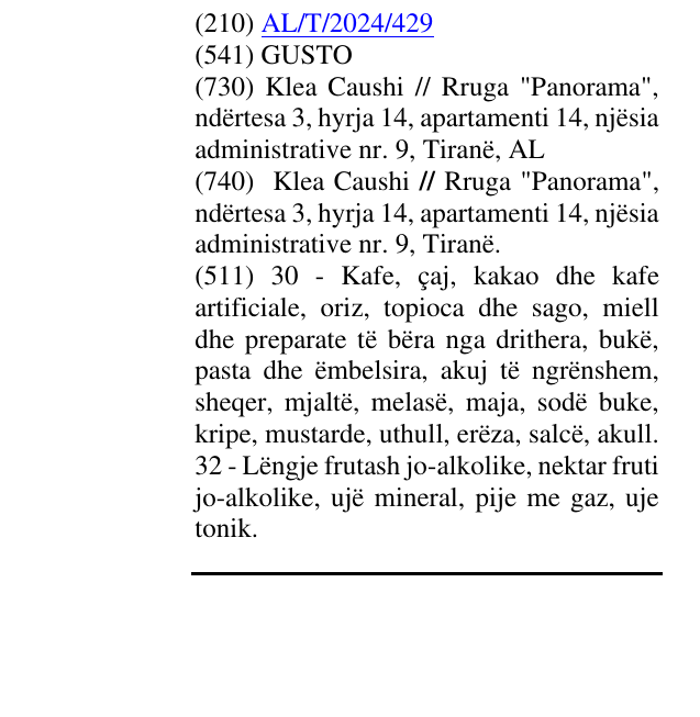 Zëri i markës GUSTO në buletin