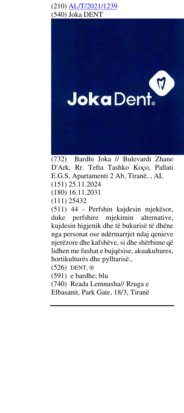 Zëri i markës Joka DENT në buletin
