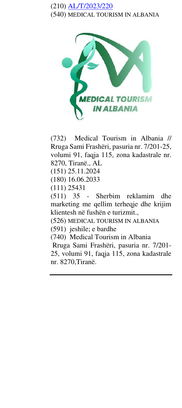 Zëri i markës MEDICAL TOURISM IN ALBANIA në buletin