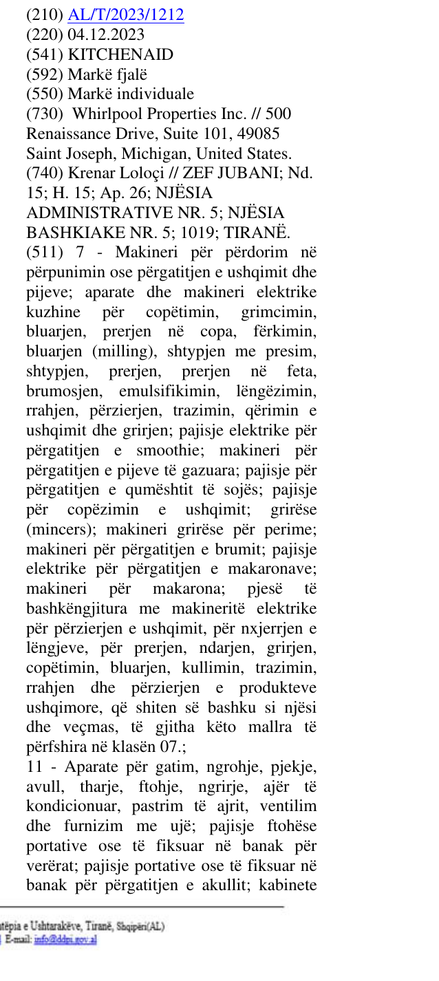 Zëri i markës KITCHENAID në buletin