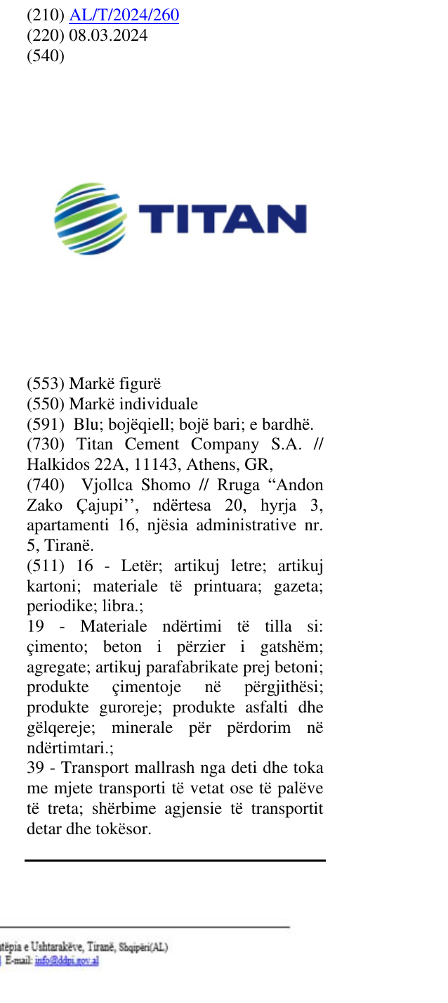Zëri i markës TITAN në buletin