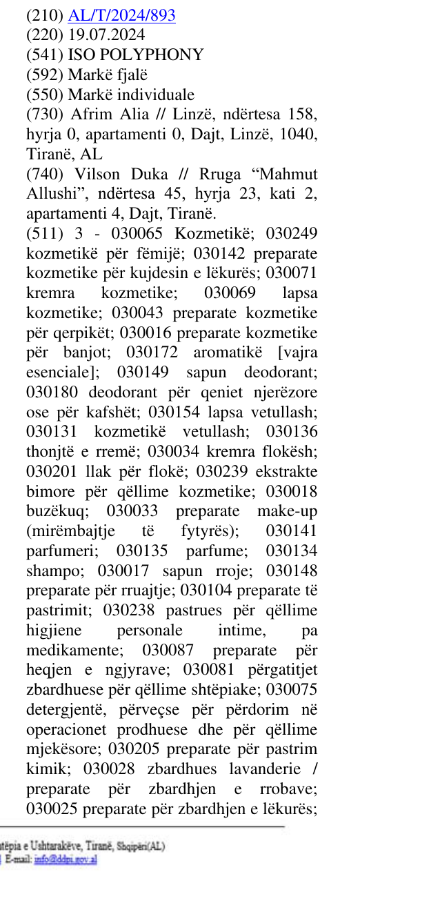 Zëri i markës ISO POLYPHONY në buletin