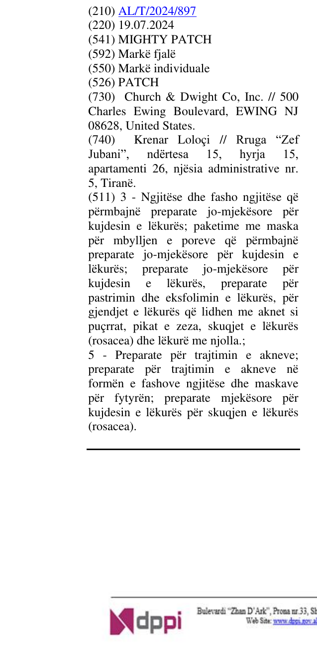 Zëri i markës PATCH në buletin