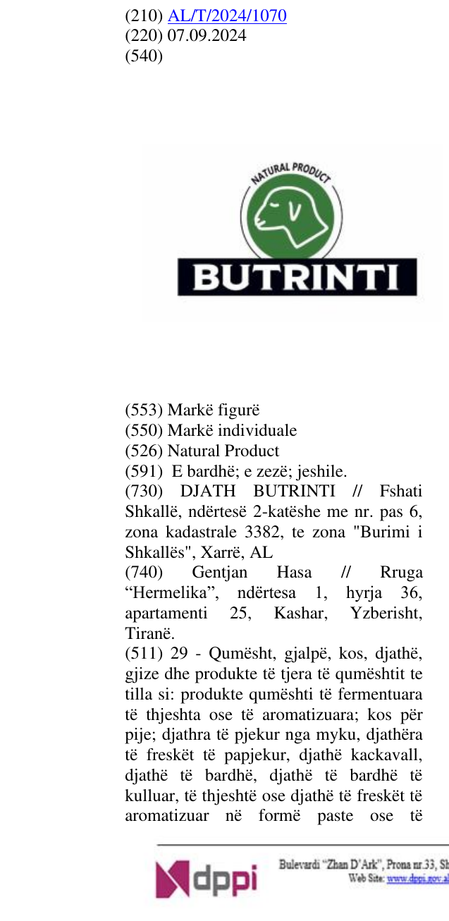 Zëri i markës Natural Product në buletin