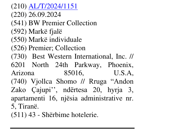 Zëri i markës Premier; Collection në buletin