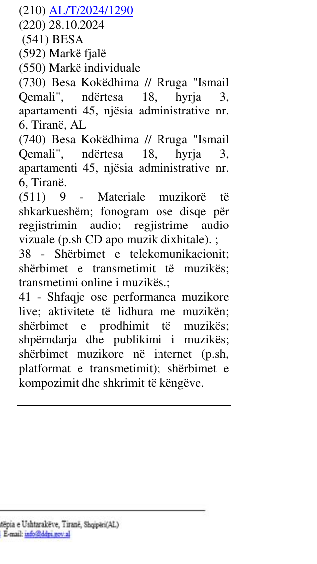 Zëri i markës BESA në buletin