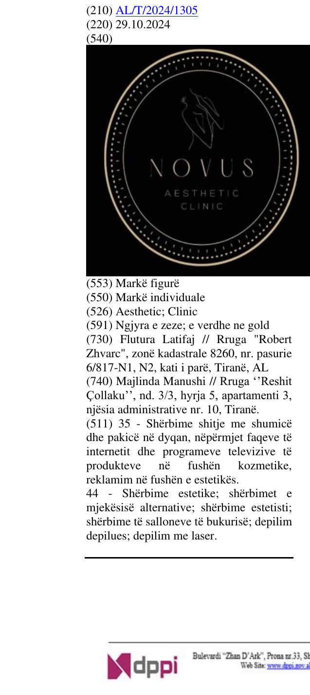 Zëri i markës Aesthetic; Clinic në buletin