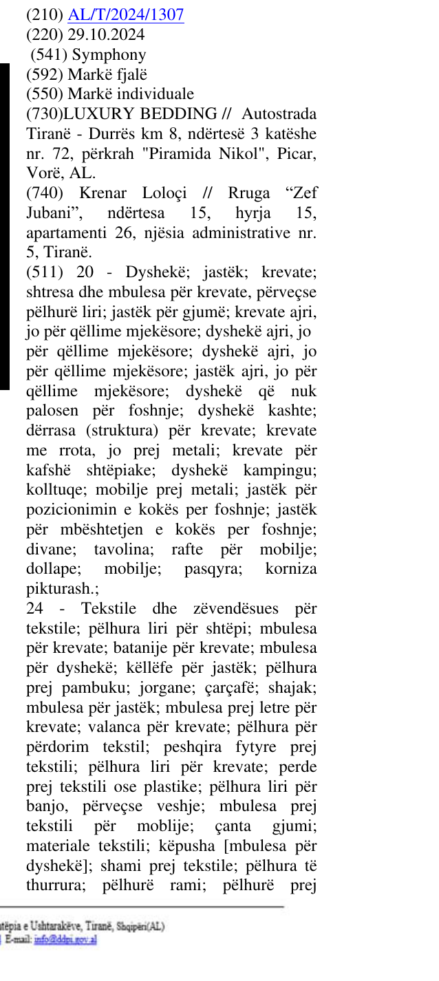 Zëri i markës Symphony në buletin