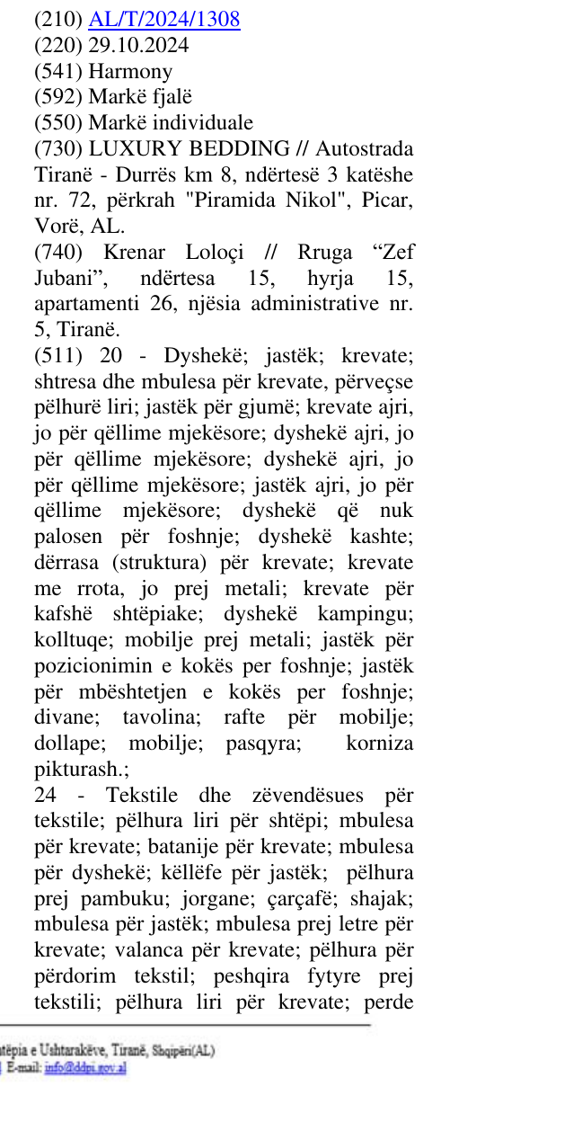 Zëri i markës Harmony në buletin