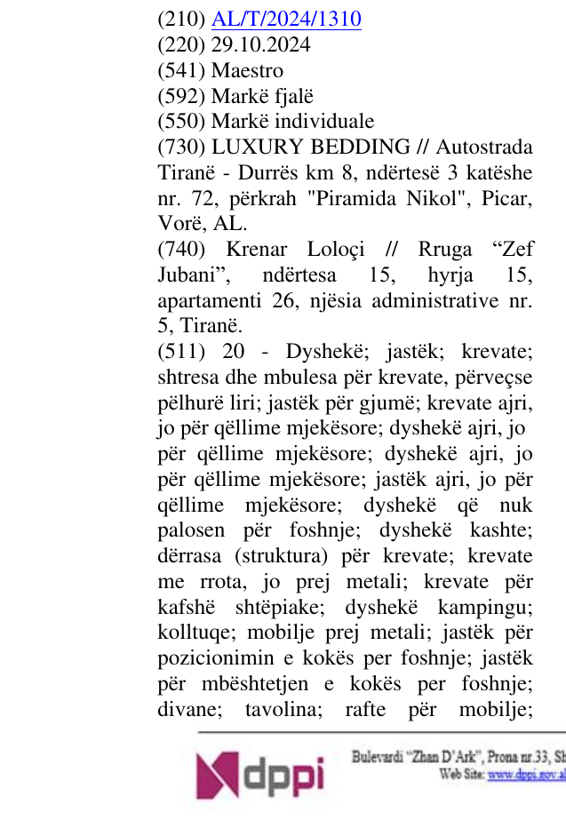 Zëri i markës Maestro në buletin