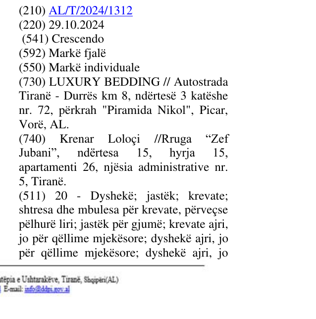 Zëri i markës Crescendo në buletin