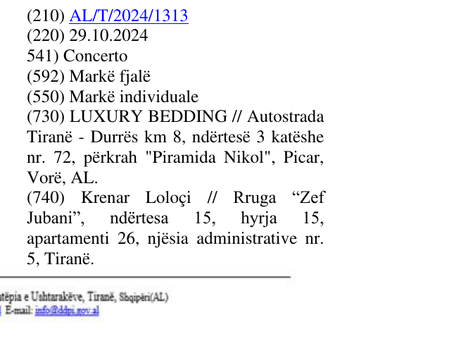 Zëri i markës Concerto në buletin