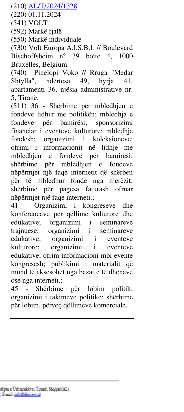 Zëri i markës VOLT në buletin
