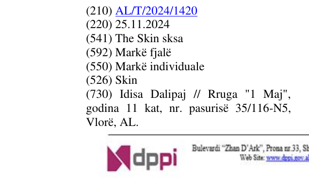 Zëri i markës Skin në buletin