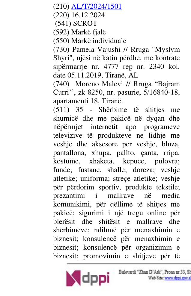 Zëri i markës SCROT në buletin