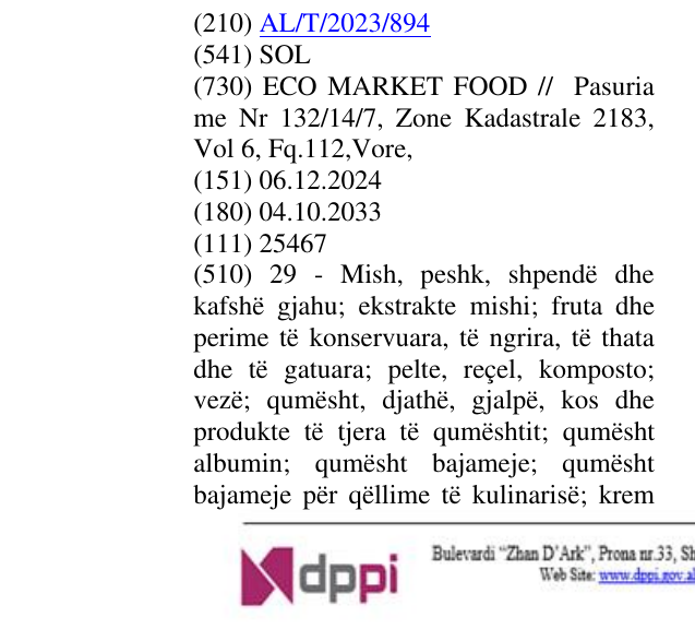 Zëri i markës SOL në buletin