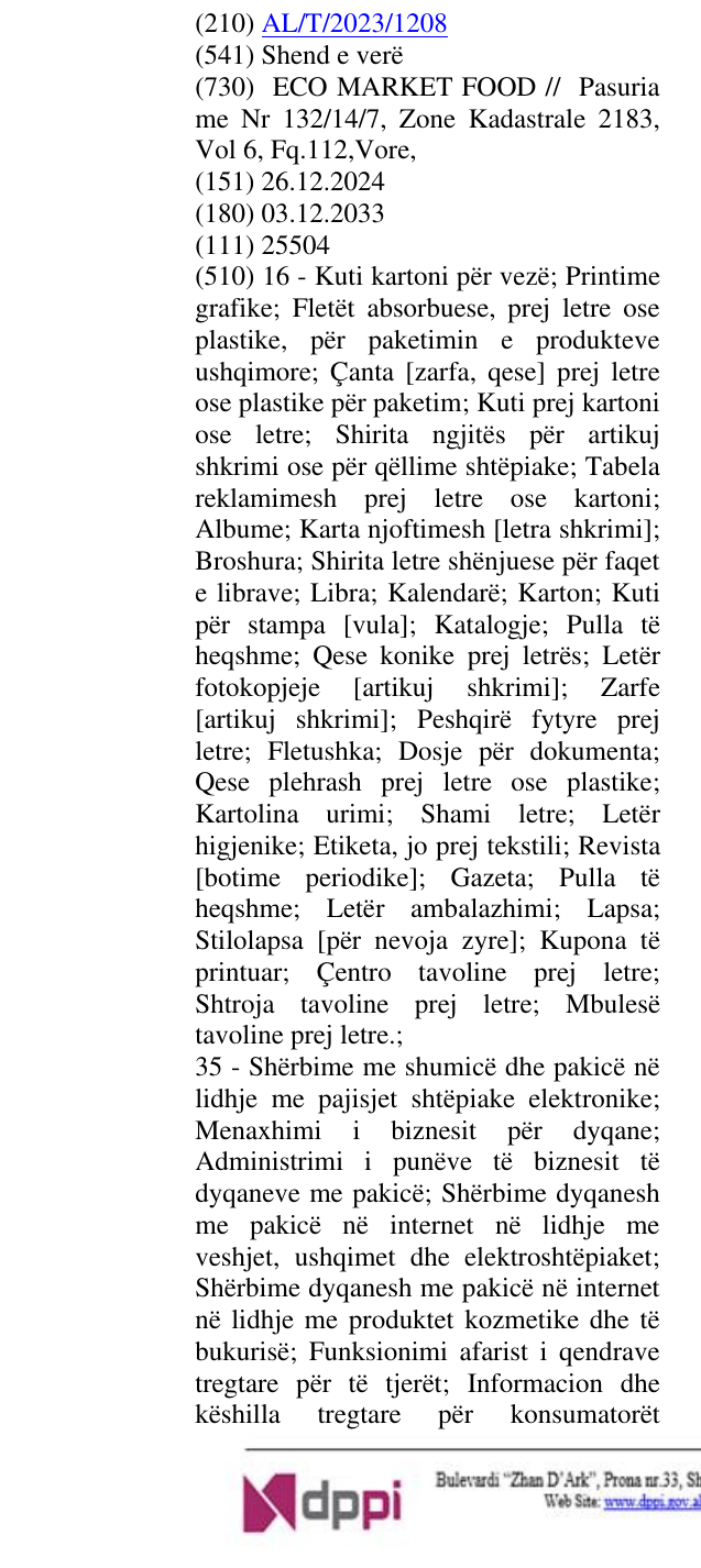 Zëri i markës Shend e verë në buletin