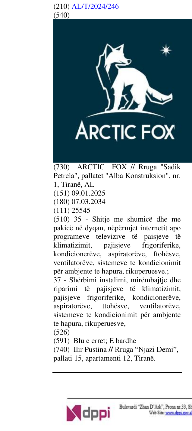 Zëri i markës ARCTIC FOX në buletin