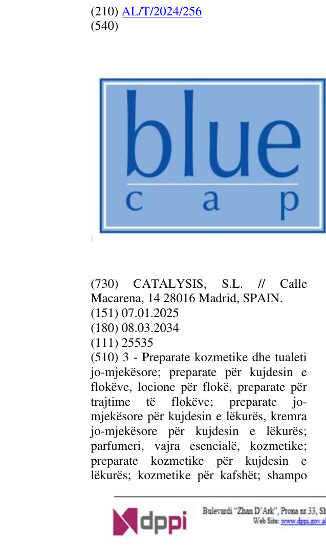 Zëri i markës blue cap në buletin