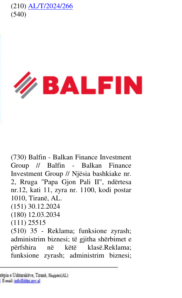 Zëri i markës BALFIN në buletin