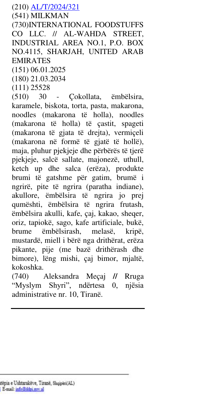 Zëri i markës MILKMAN në buletin