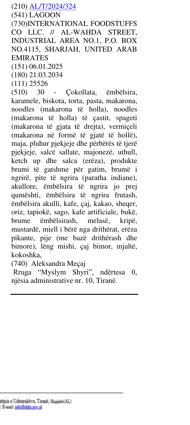 Zëri i markës LAGOON në buletin