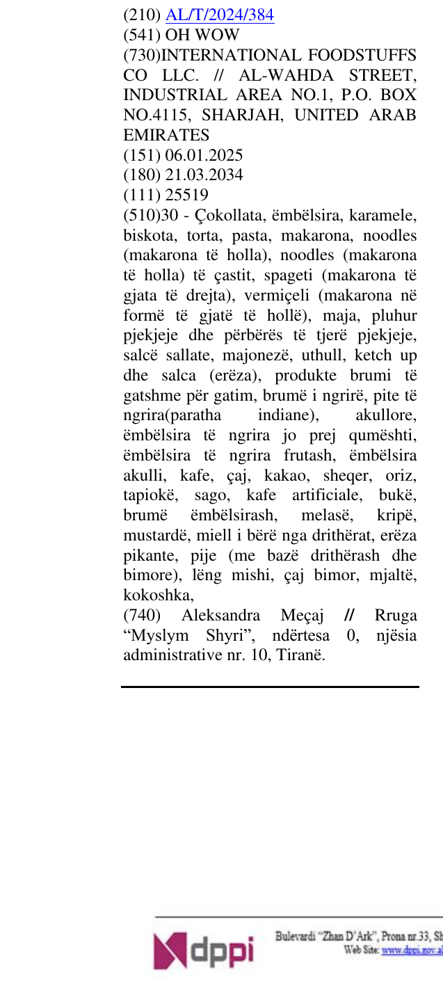 Zëri i markës OH WOW në buletin
