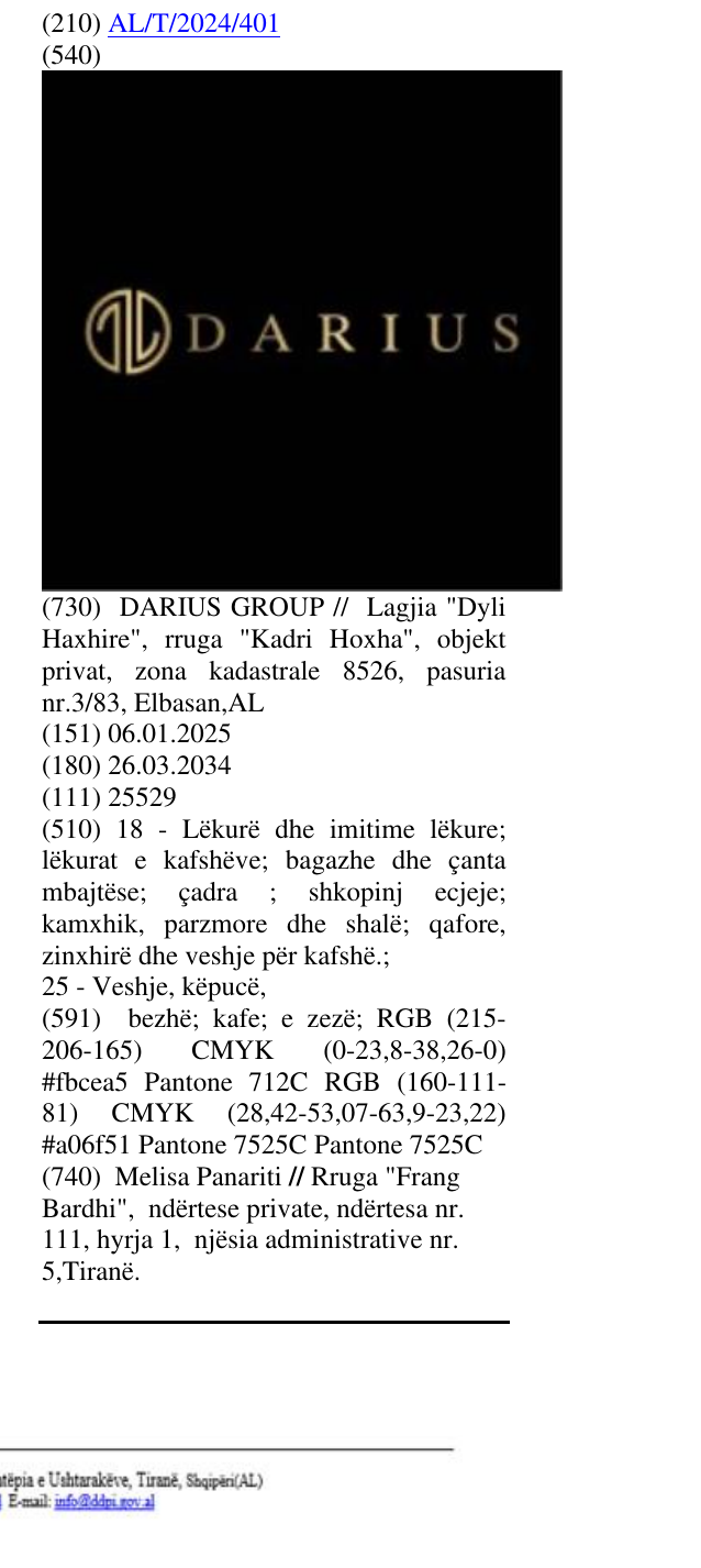 Zëri i markës DARIUS në buletin