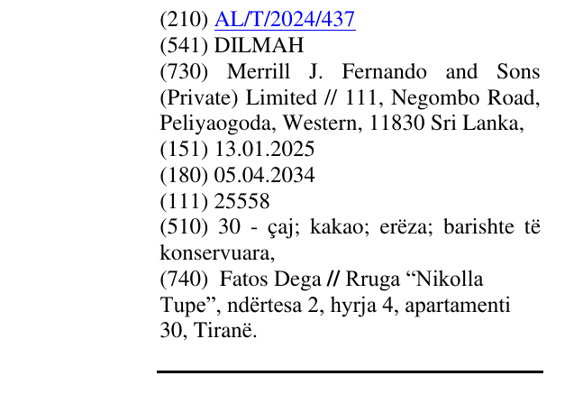 Zëri i markës DILMAH në buletin