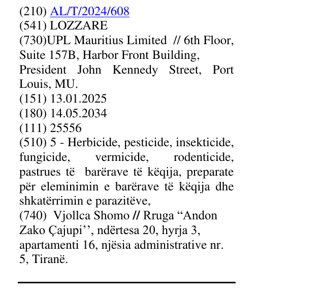 Zëri i markës LOZZARE në buletin