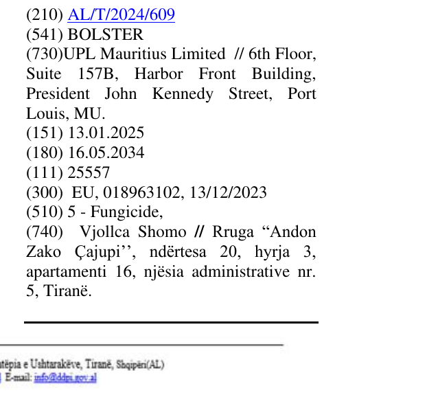 Zëri i markës BOLSTER në buletin