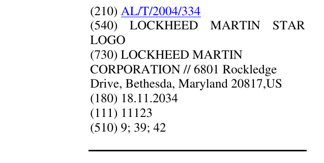 Zëri i markës LOCKHEED MARTIN STAR LOGO në buletin