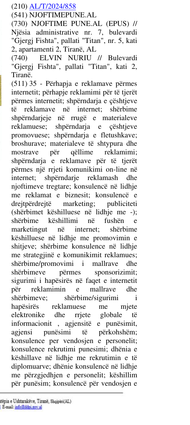 Zëri i markës NJOFTIMEPUNE.AL në buletin