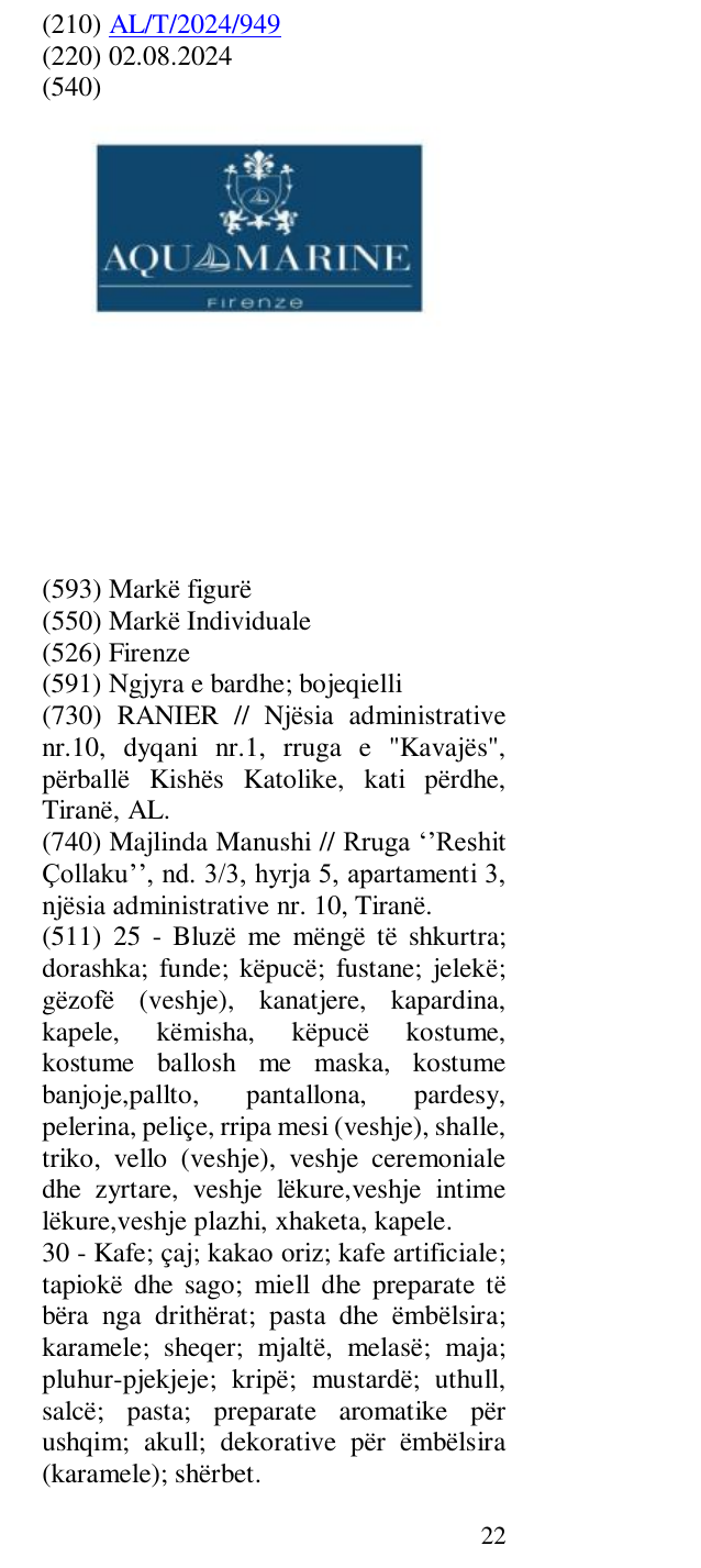 Zëri i markës Firenze në buletin