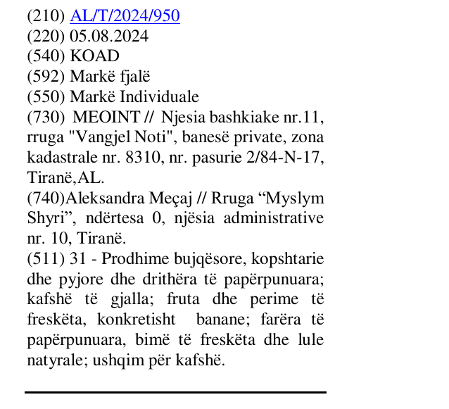 Zëri i markës KOAD në buletin