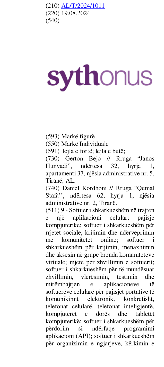 Zëri i markës Sythonus në buletin
