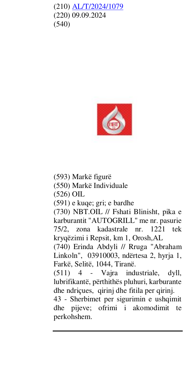 Zëri i markës OIL në buletin