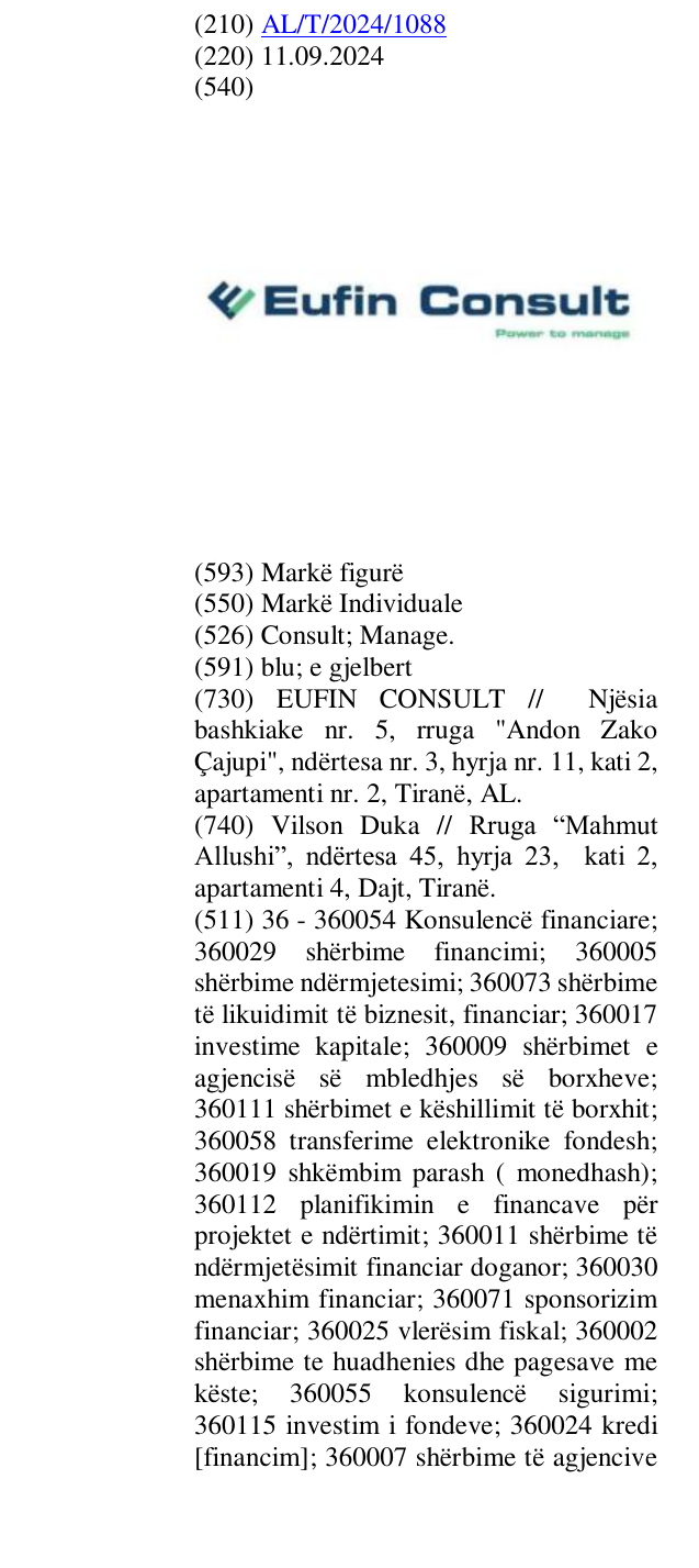 Zëri i markës Consult; Manage. në buletin