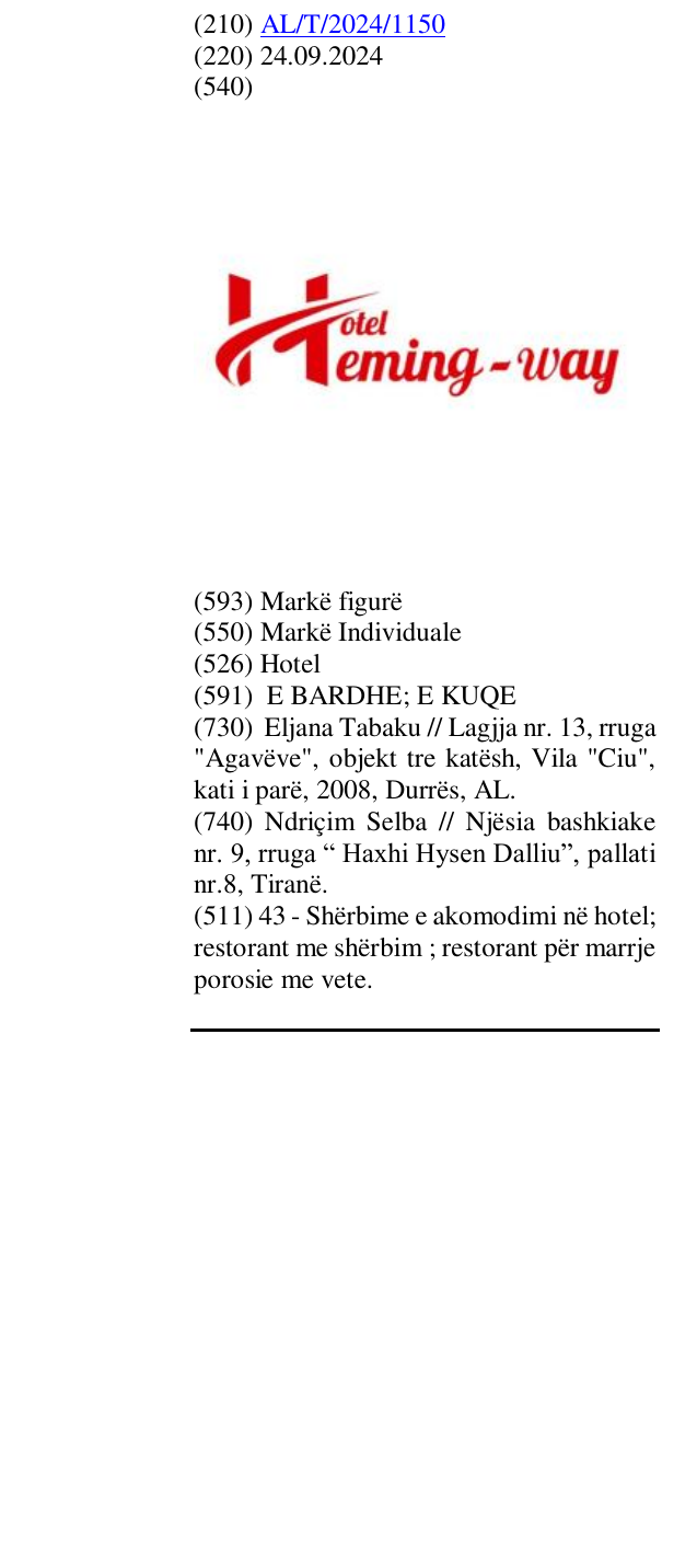 Zëri i markës Hotel në buletin