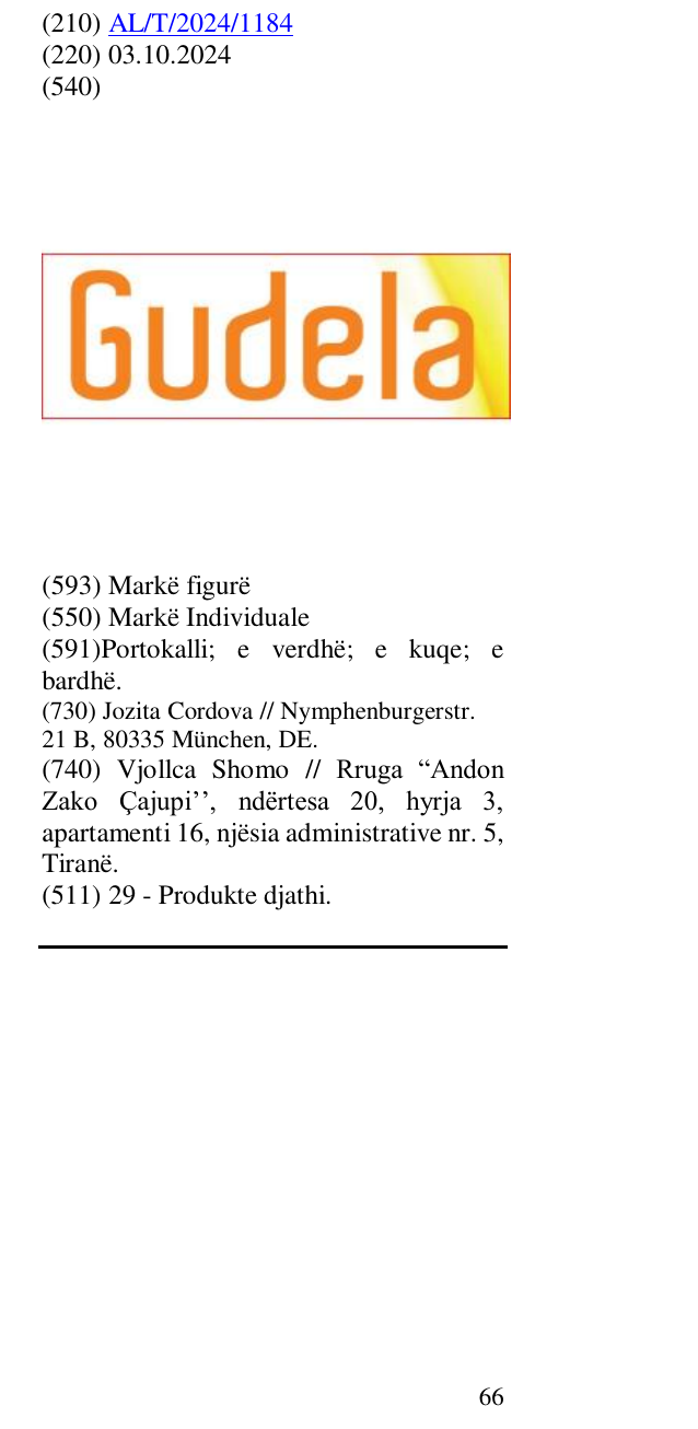 Zëri i markës Gudela në buletin