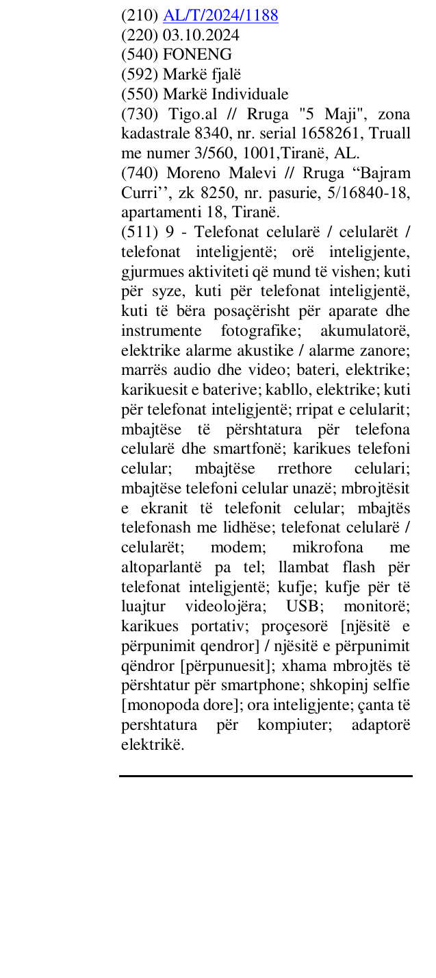 Zëri i markës FONENG në buletin