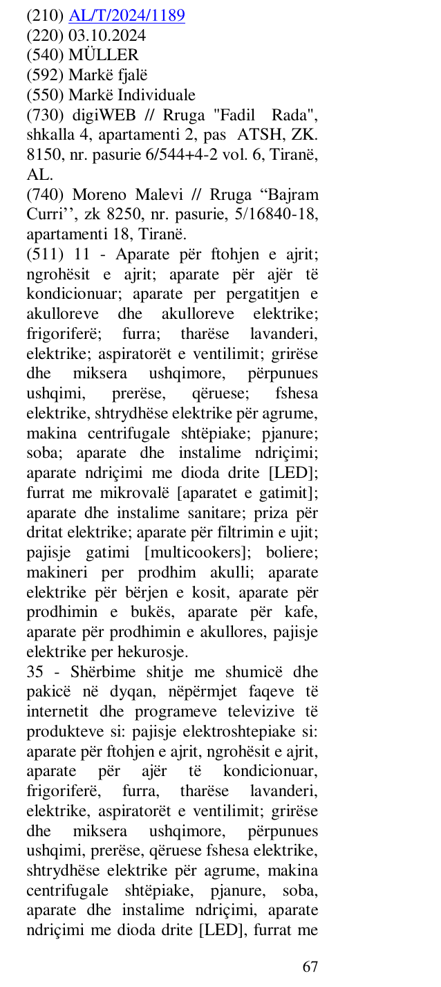 Zëri i markës MÜLLER në buletin